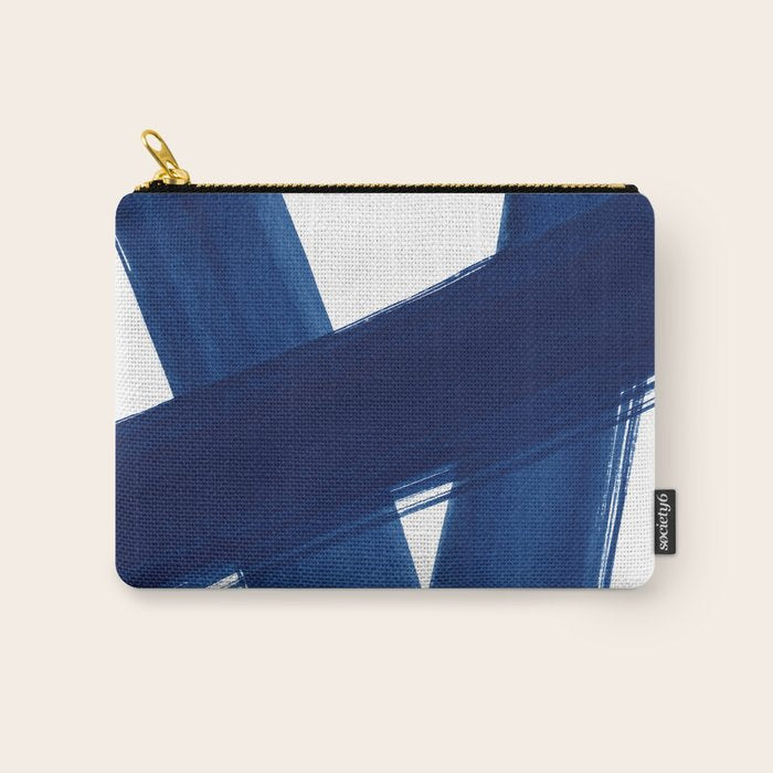 Indigo Abstract Brush Strokes | No. 4 Carry All Pouch Gallery Image 1