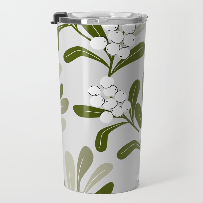 Mistletoe Pattern - Green Travel Mug Gallery Image 3