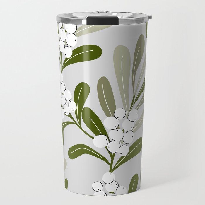 Mistletoe Pattern - Green Travel Mug Gallery Image 1