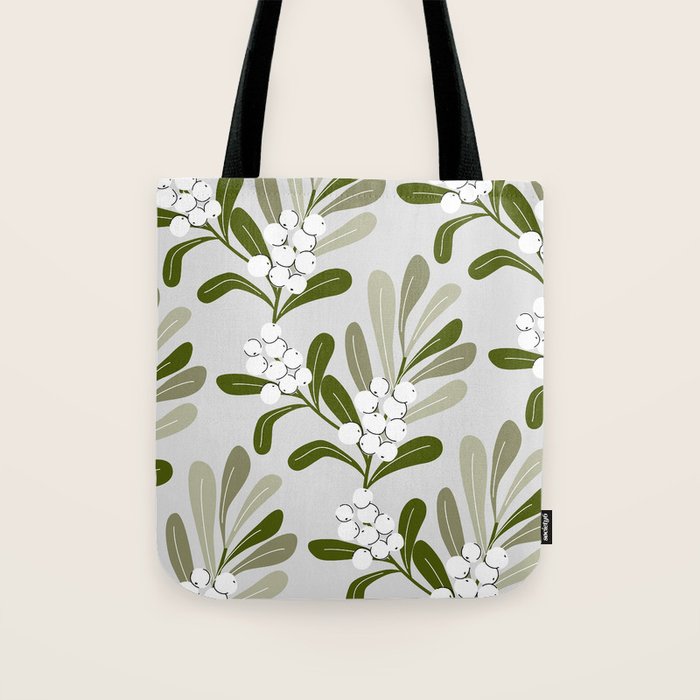 Mistletoe Pattern - Green Tote Bag Gallery Image 1
