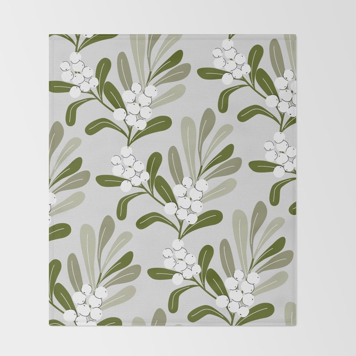 Mistletoe Pattern - Green Throw Blanket Gallery Image 2