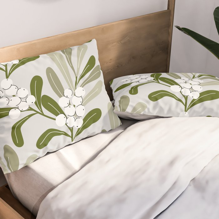 Mistletoe Pattern - Green Pillow Sham Gallery Image 2