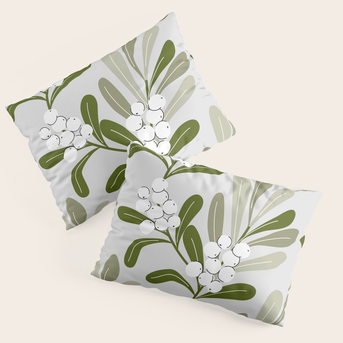 Mistletoe Pattern - Green Pillow Sham Gallery Image 3
