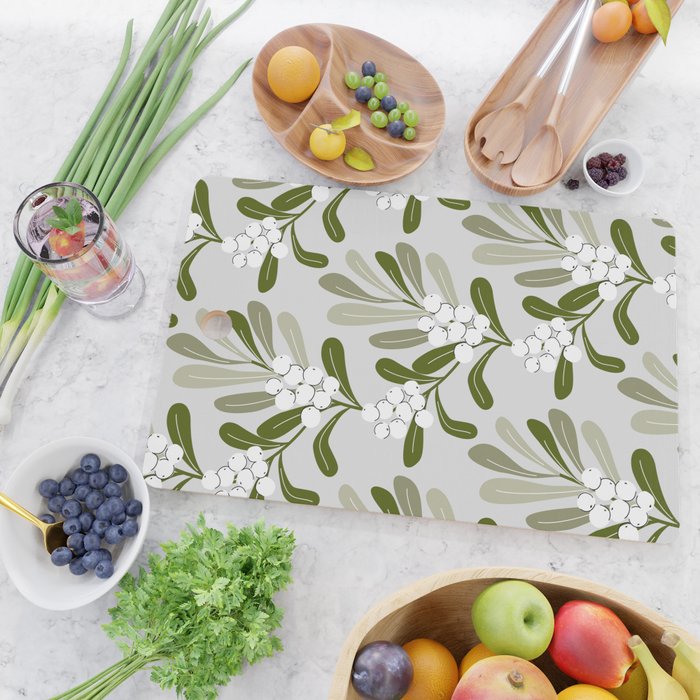 Mistletoe Pattern - Green Cutting Board Gallery Image 2