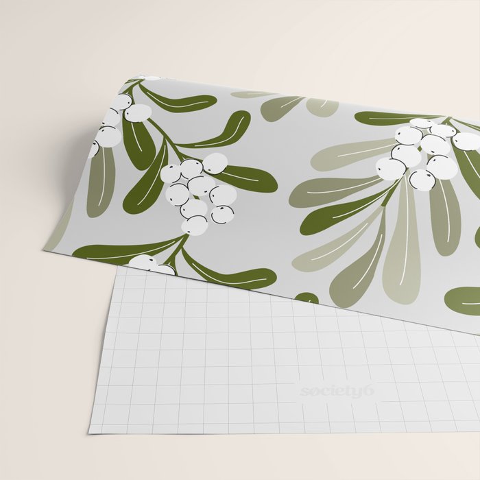 Mistletoe Pattern - Green Wrapping Paper Gallery Image 2