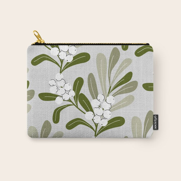 Mistletoe Pattern - Green Carry All Pouch Gallery Image 1