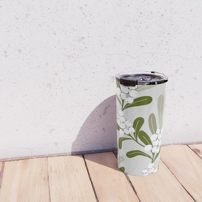 Mistletoe Pattern - Green Travel Mug Gallery Image 4