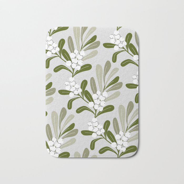 Mistletoe Pattern - Green Bath Mat Gallery Image 1