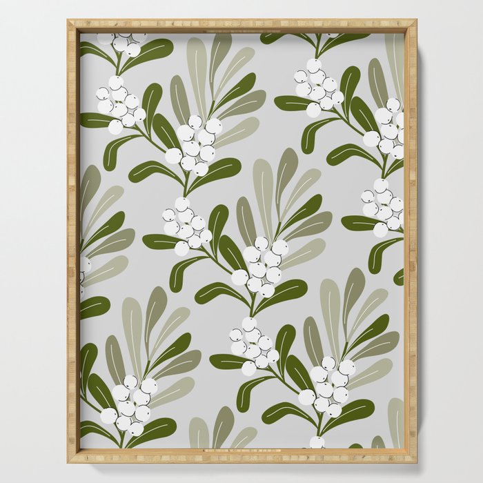 Mistletoe Pattern - Green Serving Tray Gallery Image 1