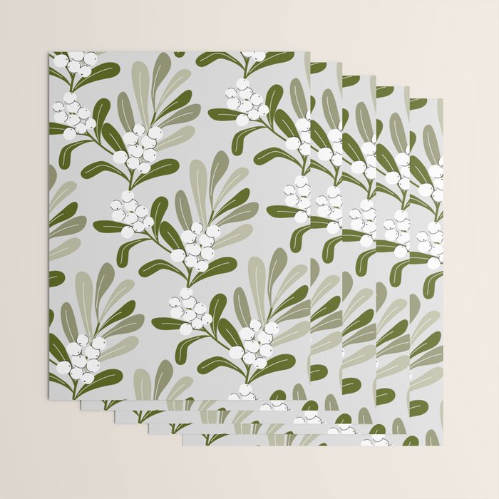 Mistletoe Pattern - Green Wrapping Paper Gallery Image 3