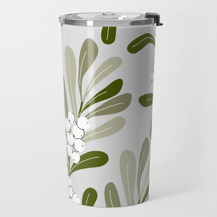 Mistletoe Pattern - Green Travel Mug Gallery Image 2