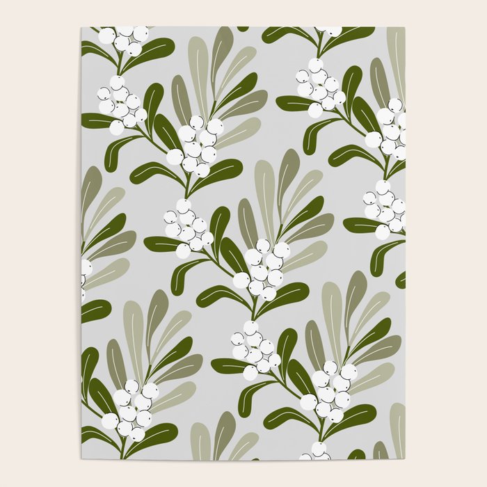 Mistletoe Pattern - Green Poster Gallery Image 4