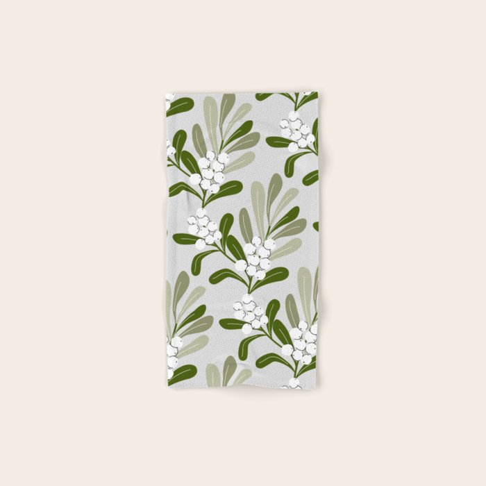 Mistletoe Pattern - Green Bath Towel Gallery Image 1