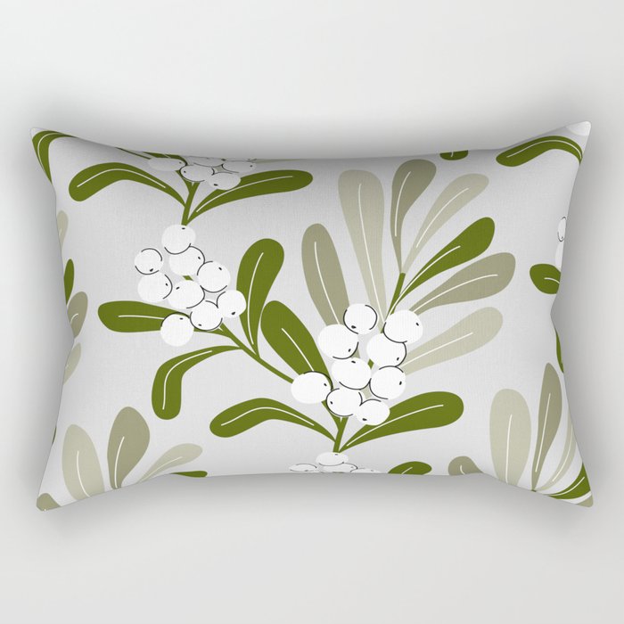 Mistletoe Pattern - Green Rectangular Pillow Gallery Image 1