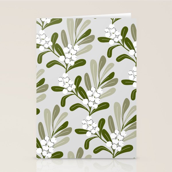 Mistletoe Pattern - Green Stationery Card Gallery Image 2