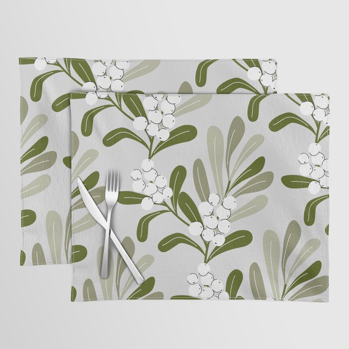 Mistletoe Pattern - Green Placemat Gallery Image 1