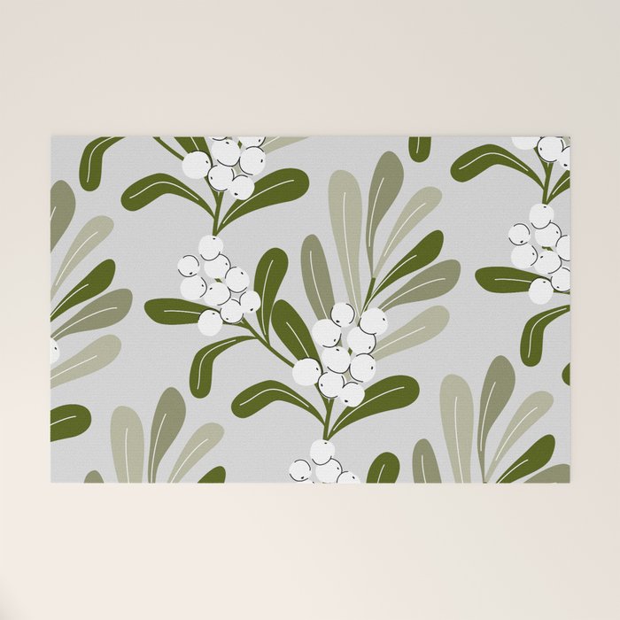 Mistletoe Pattern - Green Welcome Mat Gallery Image 1