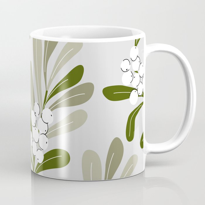 Mistletoe Pattern - Green Coffee Mug Gallery Image 1