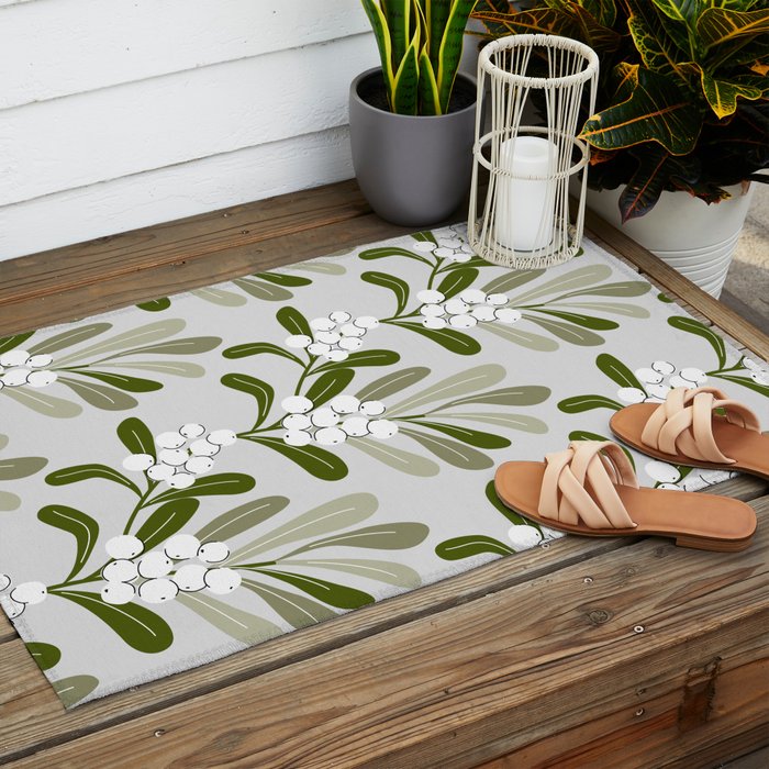 Mistletoe Pattern - Green Outdoor Rug Gallery Image 2