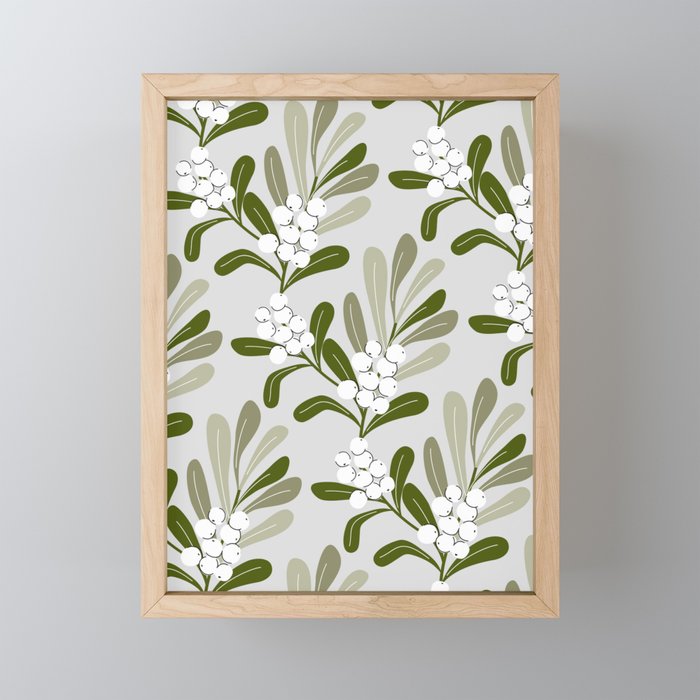 Mistletoe Pattern - Green Mini Art Print Gallery Image 1