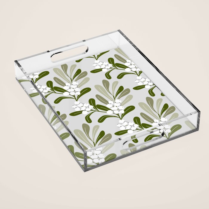 Mistletoe Pattern - Green Acrylic Tray Gallery Image 1