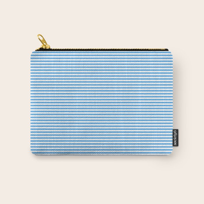 Thin Stripes Blue and White Striped Pattern Carry All Pouch Gallery Image 1