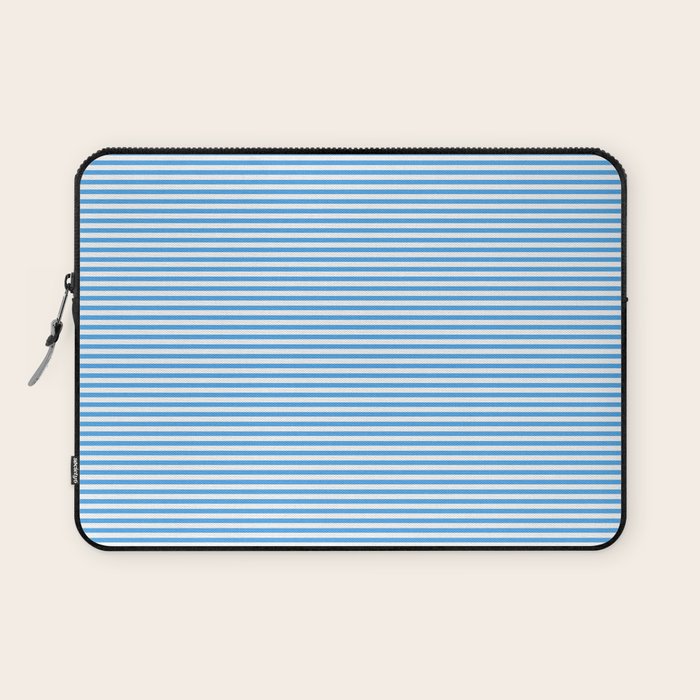 Thin Stripes Blue and White Striped Pattern Laptop Sleeve Gallery Image 1
