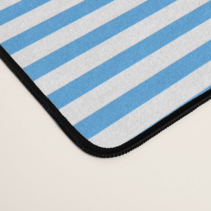 Thin Stripes Blue and White Striped Pattern Desk Mat Gallery Image 4