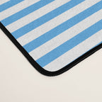 Thin Stripes Blue and White Striped Pattern Desk Mat Gallery Image 4