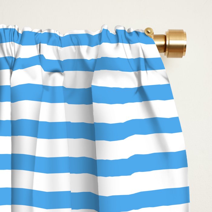 Thin Stripes Blue and White Striped Pattern Window Curtain Gallery Image 2