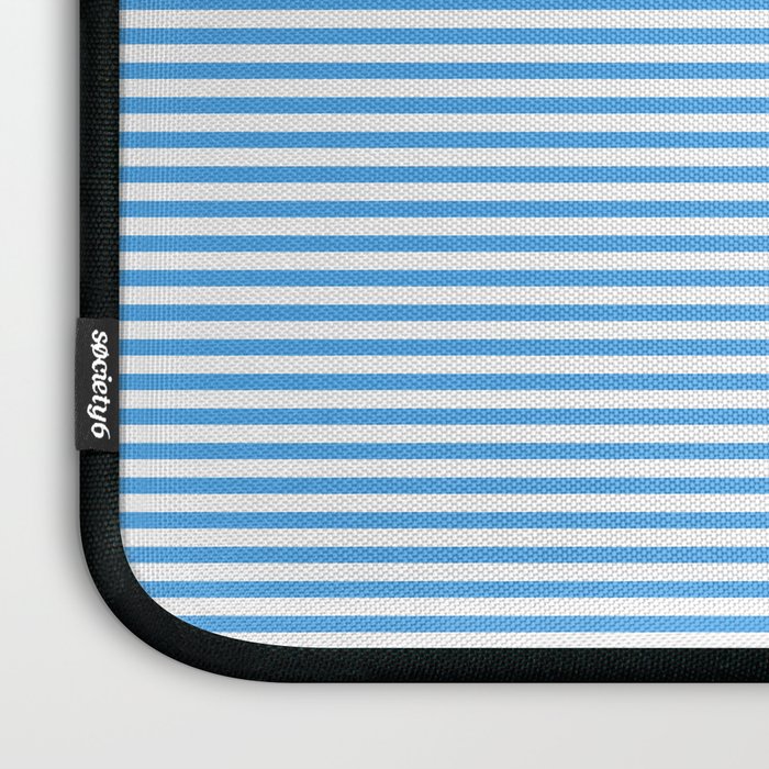 Thin Stripes Blue and White Striped Pattern Laptop Sleeve Gallery Image 3