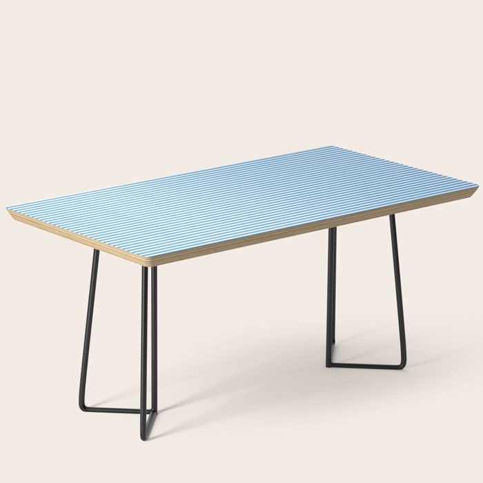 Thin Stripes Blue and White Striped Pattern Coffee Table Gallery Image 1