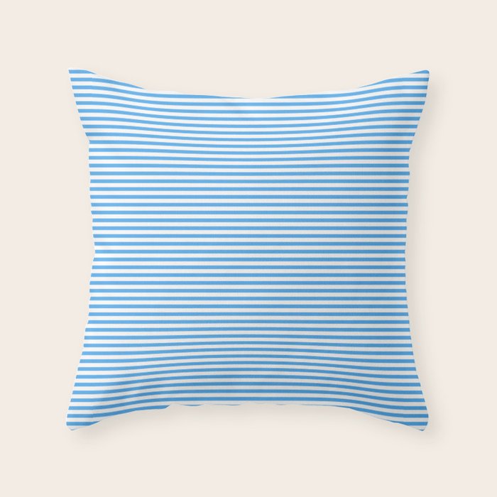 Thin Stripes Blue and White Striped Pattern Throw Pillow Gallery Image 6