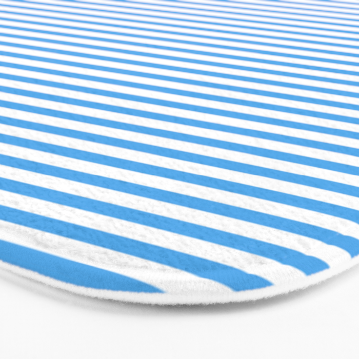 Thin Stripes Blue and White Striped Pattern Bath Mat Gallery Image 3
