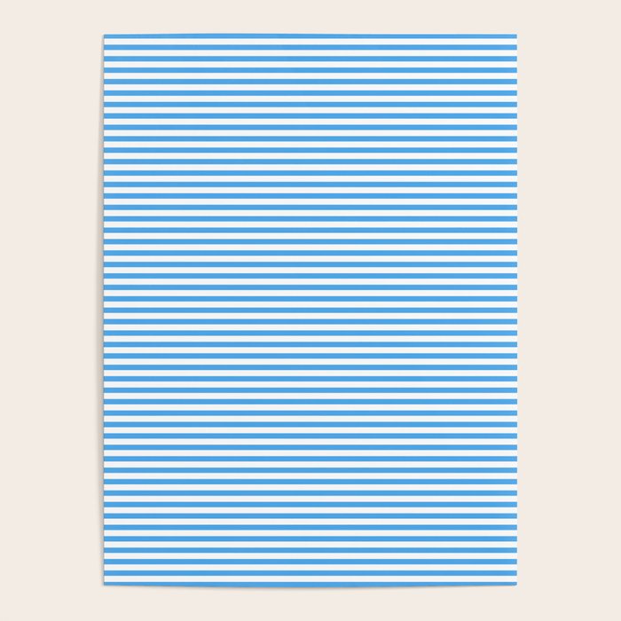 Thin Stripes Blue and White Striped Pattern Poster Gallery Image 1