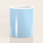 Thin Stripes Blue and White Striped Pattern Coffee Mug Gallery Image 4