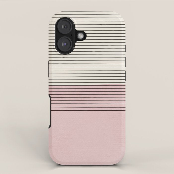 Minimalist Pink Color Block Black Line iPhone Case Gallery Image 1