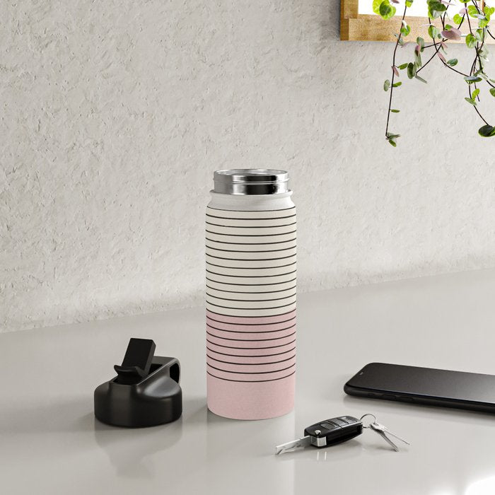 Minimalist Pink Color Block Black Line Water Bottle Gallery Image 4