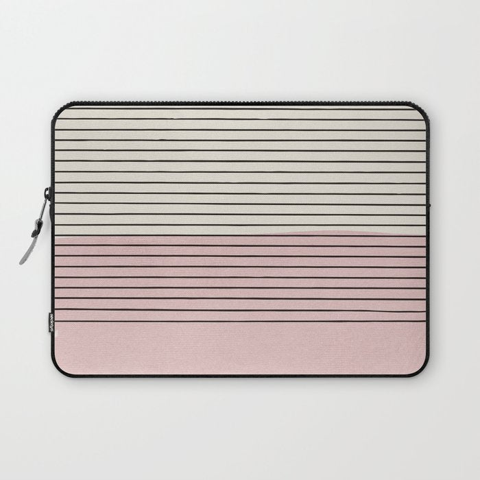 Minimalist Pink Color Block Black Line Laptop Sleeve Gallery Image 1