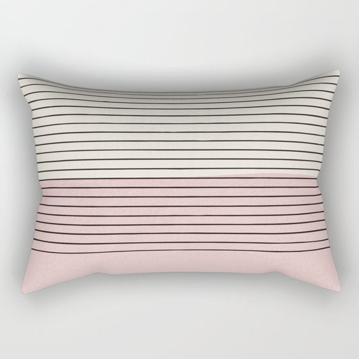 Minimalist Pink Color Block Black Line Rectangular Pillow Gallery Image 1