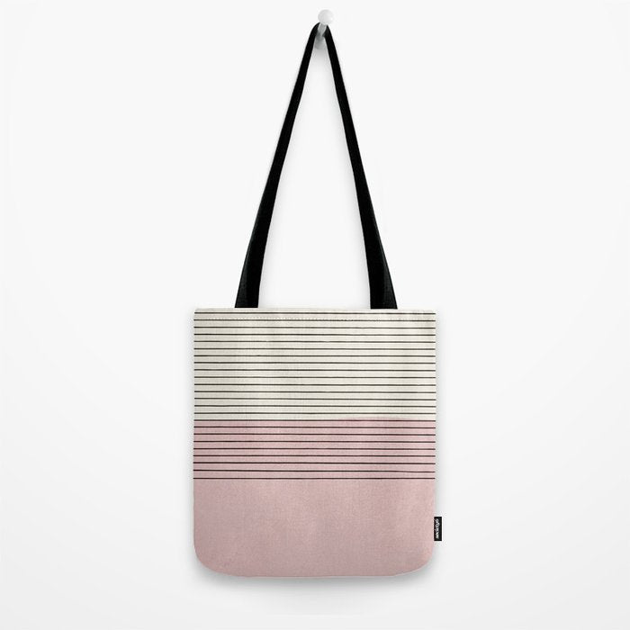 Minimalist Pink Color Block Black Line Tote Bag Gallery Image 2