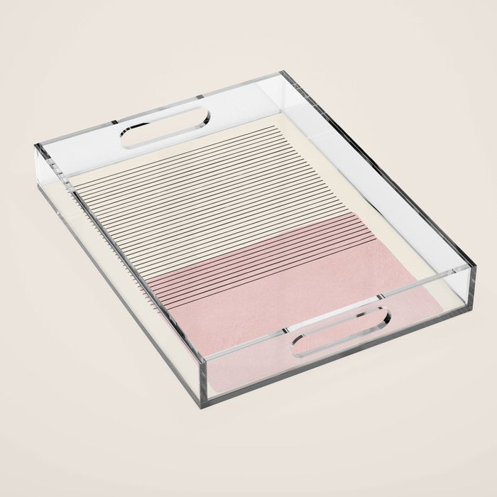 Minimalist Pink Color Block Black Line Acrylic Tray Gallery Image 1
