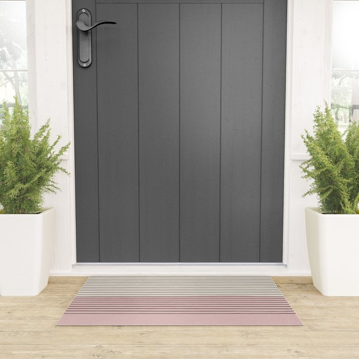 Minimalist Pink Color Block Black Line Welcome Mat Gallery Image 3