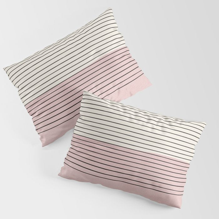 Minimalist Pink Color Block Black Line Pillow Sham Gallery Image 3