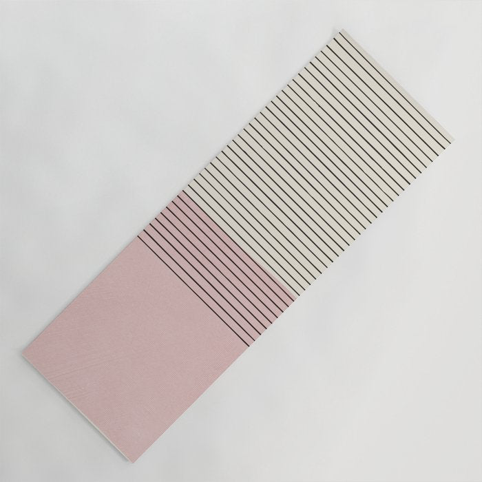 Minimalist Pink Color Block Black Line Yoga Mat Gallery Image 1
