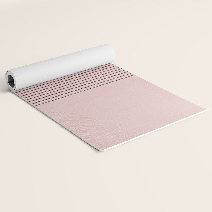 Minimalist Pink Color Block Black Line Yoga Mat Gallery Image 2