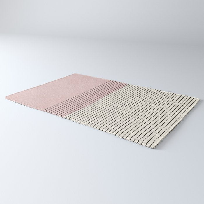 Minimalist Pink Color Block Black Line Rug Gallery Image 3