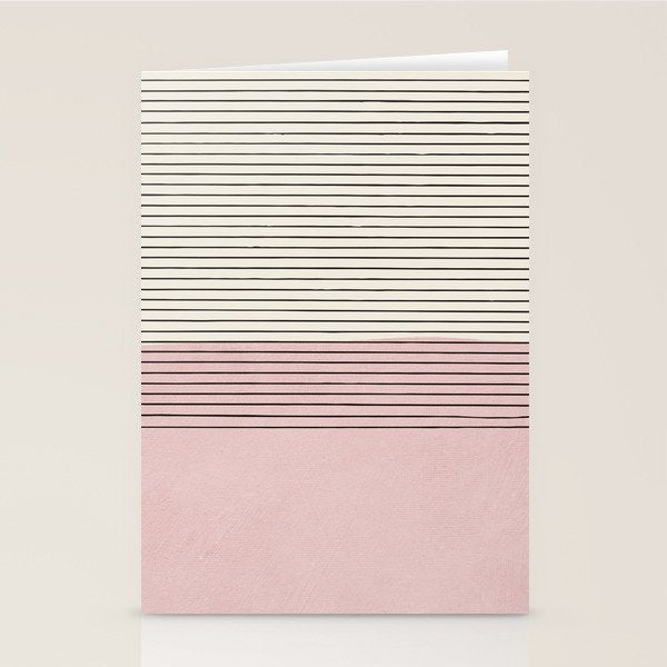 Minimalist Pink Color Block Black Line Stationery Card Gallery Image 1