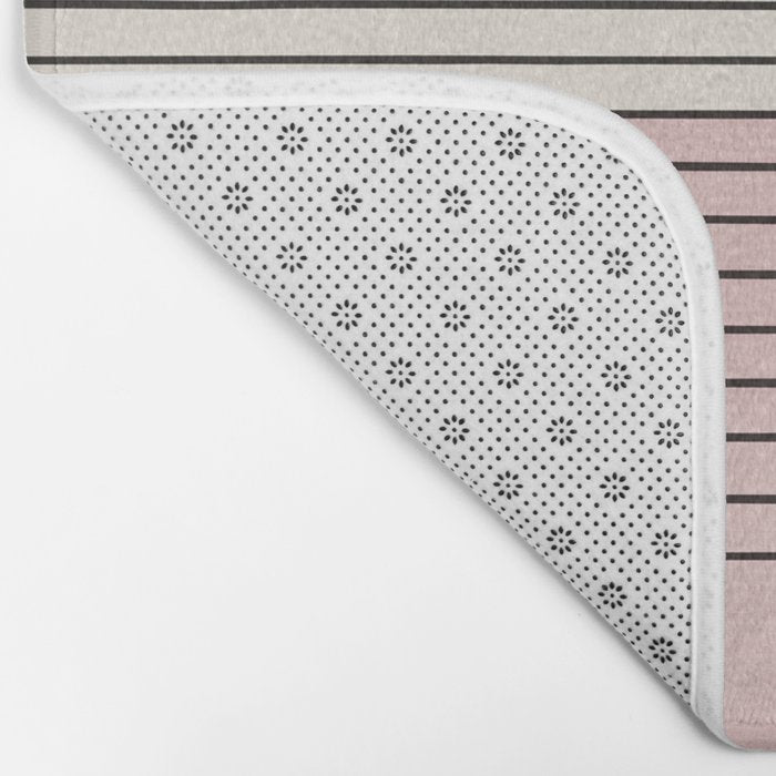Minimalist Pink Color Block Black Line Bath Mat Gallery Image 2