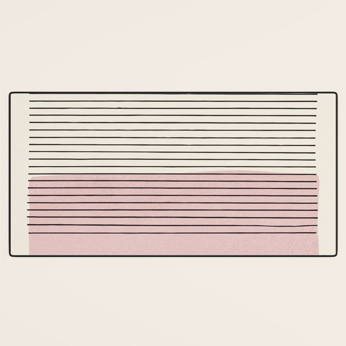 Minimalist Pink Color Block Black Line Desk Mat Gallery Image 3